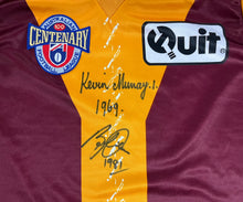 Load image into Gallery viewer, Unframed KEVIN MURRAY &amp; BERNIE QUINLAN Signed &quot;1996 Centenary&quot; Fitzroy Jumper
