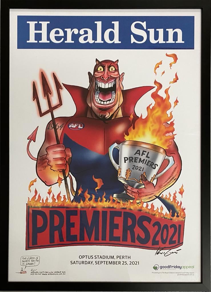 MELBOURNE DEMONS “Premiers 2021” Herald Sun Knight Poster Display