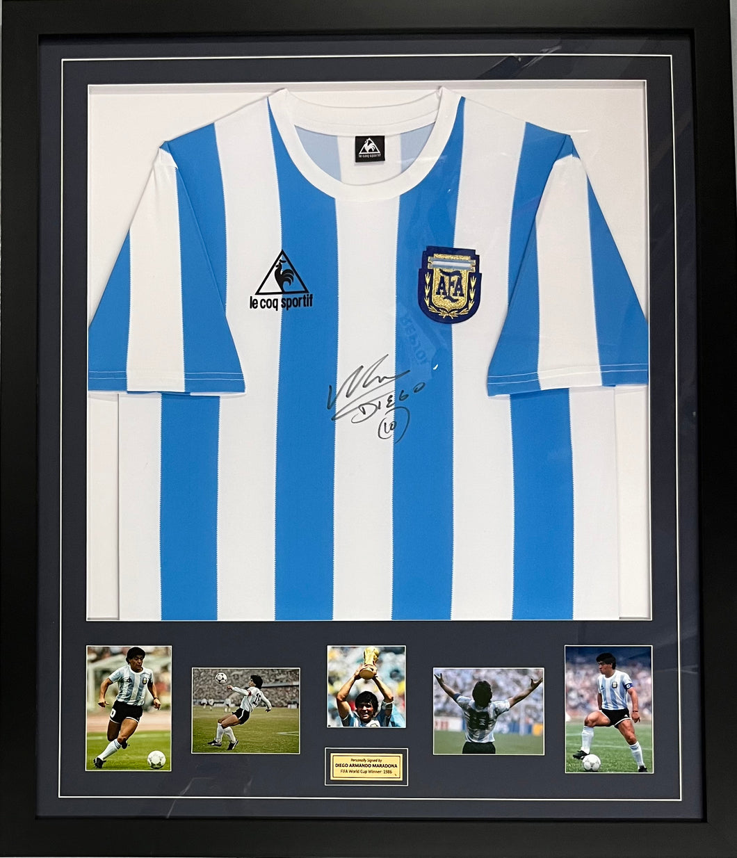 DIEGO MARADONA Signed Argentina 1986 World Cup Jersey Display