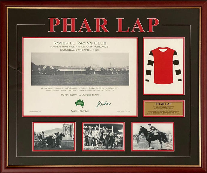 Phar Lap signed 1930 Melbourne Cup display