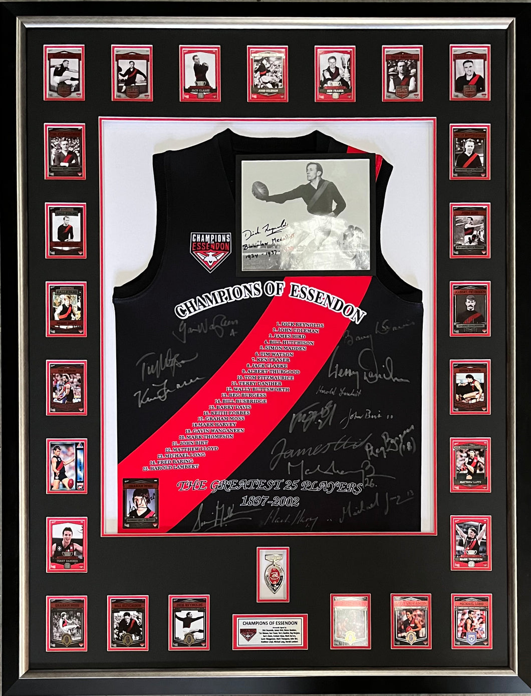 CHAMPIONS OF ESSENDON 16 Signed Jumper & Cards Display