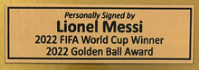 Load image into Gallery viewer, LIONEL MESSI “2022 World Cup Champions” Signed Argentina Jersey &amp; Photo Collage Display
