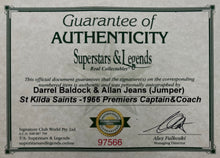 Load image into Gallery viewer, DARREL BALDOCK &amp; ALLAN JEANS “1966 Premiers Captain &amp; Coach” Signed Jumper Display
