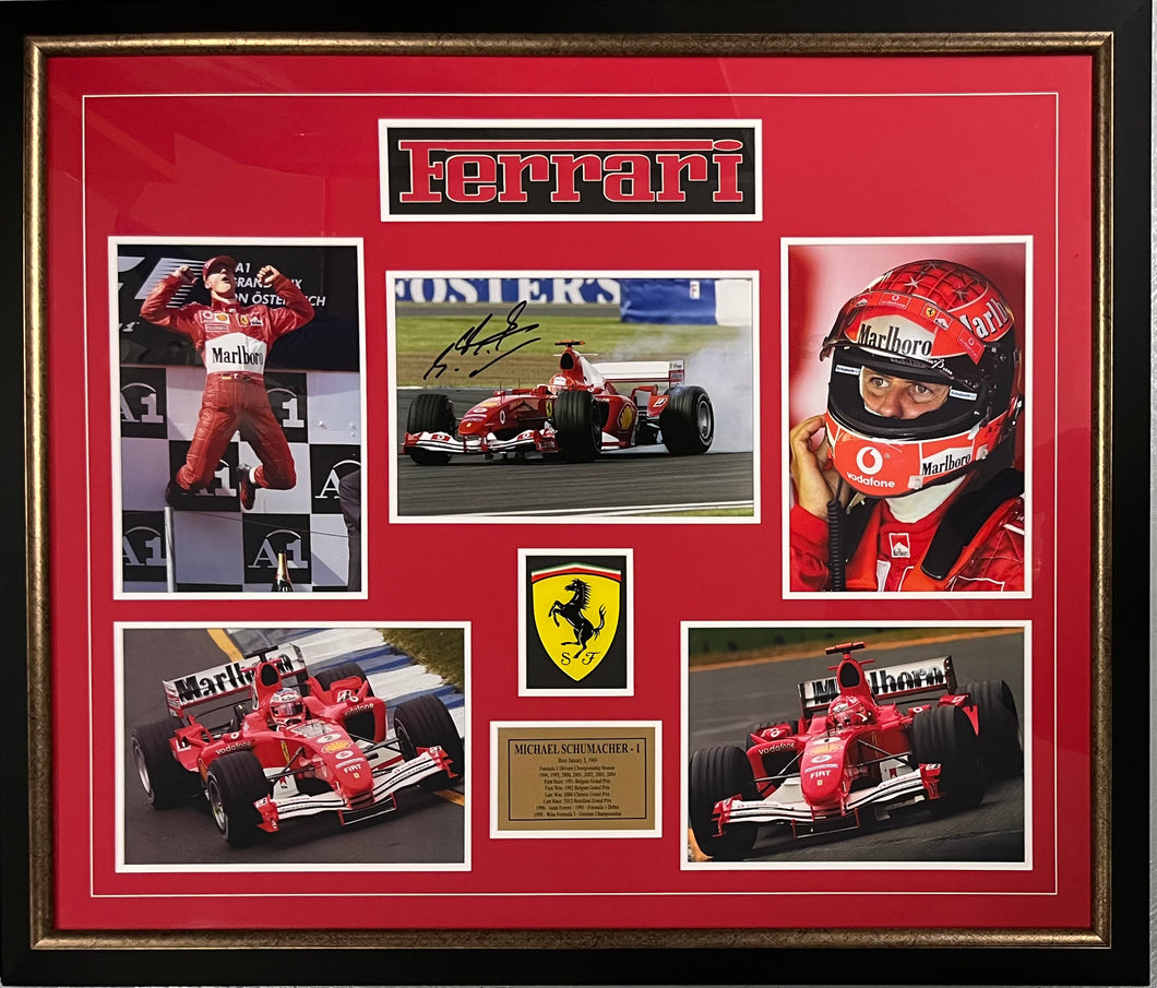 MICHAEL SCHUMACHER Signed Scuderia Ferrari Photo Collage Display1