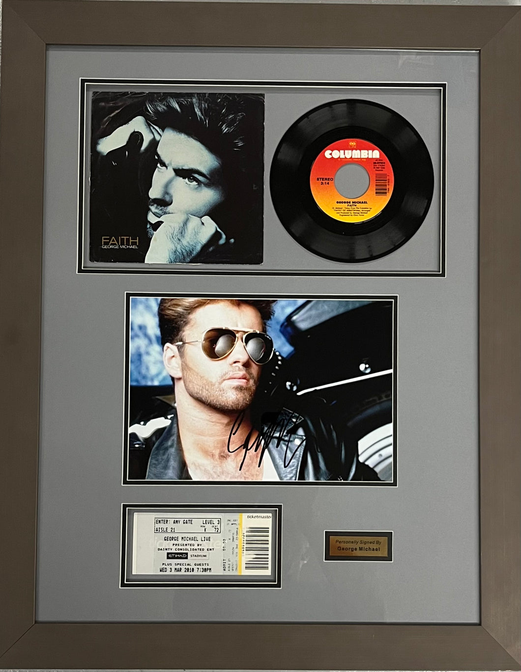 GEORGE MICHAEL Signed Photo & Record Collage Display