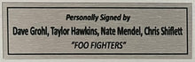 Load image into Gallery viewer, FOO FIGHTERS - DAVE GROHL, TAYLOR HAWKINS, NATE MENDEL &amp; CHRIS SHIFLETT Signed Guitar Pickguard Display
