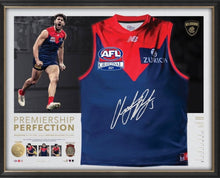 Load image into Gallery viewer, CHRISTIAN PETRACCA “Premiership Perfection” Signed 2021 Premiers Jumper Display
