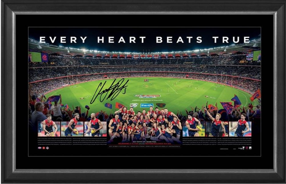 CHRISTIAN PETRACCA “Every Heart Beats True” Signed 2021 Premiers Panoramic Print Display