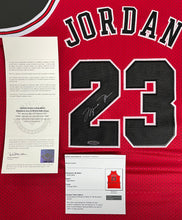 Load image into Gallery viewer, MICHAEL JORDAN Signed Chicago Bulls Red Jersey Display
