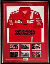 Load image into Gallery viewer, CHARLES LECLERC &amp; CARLOS SAINZ Signed F1 Scuderia Ferrari Shirt Display
