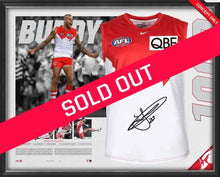 Load image into Gallery viewer, LANCE FRANKLIN Signed “1000 Goals” Sydney Swans Jumper Display
