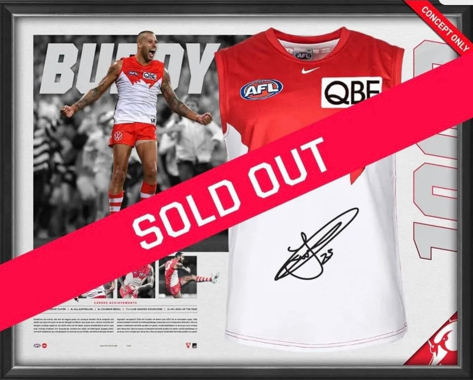 LANCE FRANKLIN Signed “1000 Goals” Sydney Swans Jumper Display