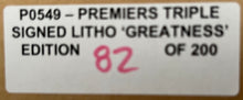 Load image into Gallery viewer, MAX GAWN, CHRISTIAN PETRACCA &amp; CLAYTON OLIVER “Premiership Greatness” Signed 2021 Premiers Lithograph Display
